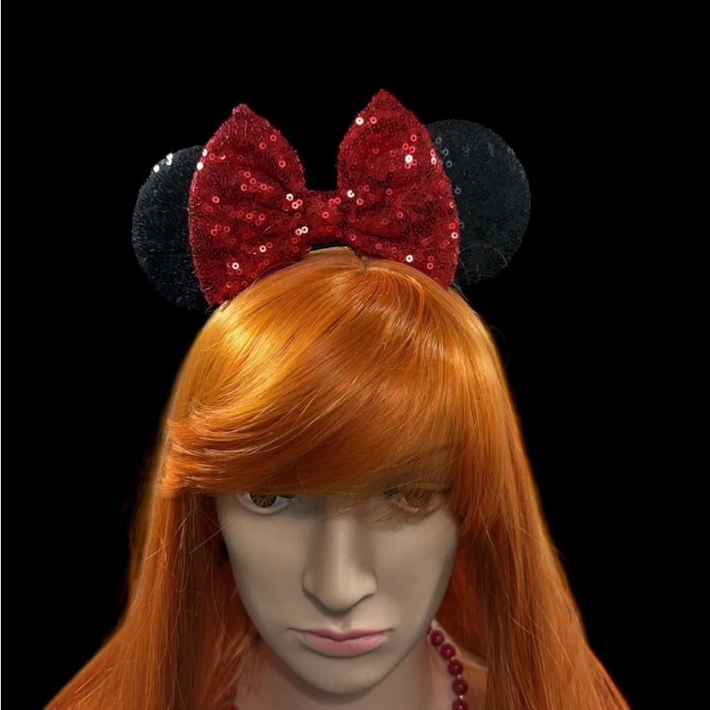 Sequin Red and Black Bow Headband